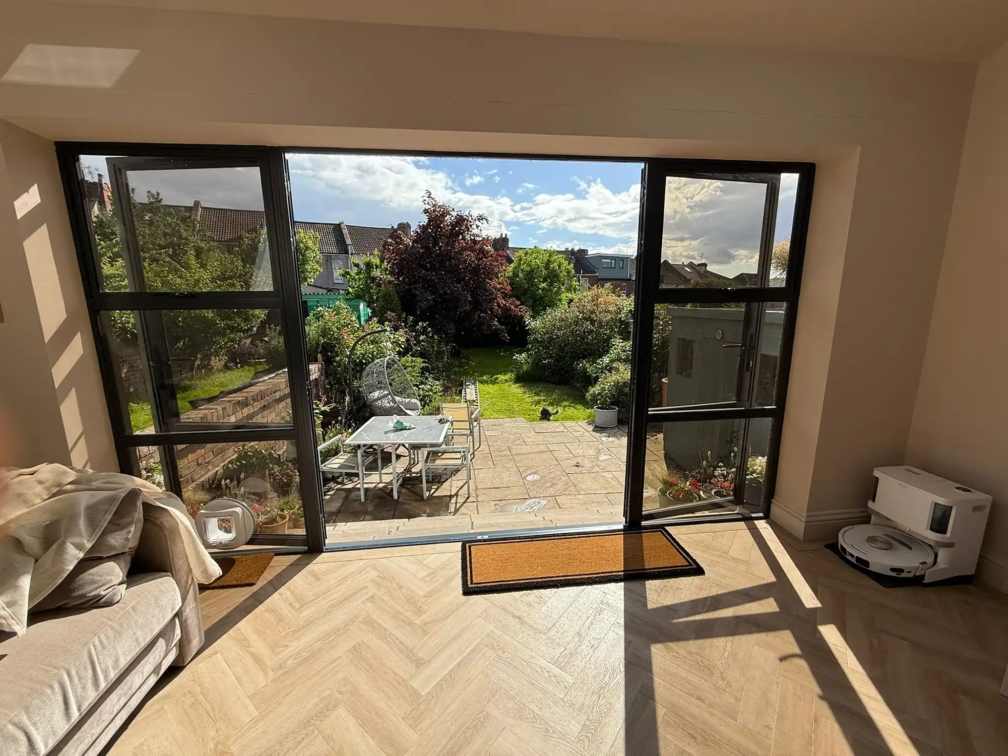 New bifold doors on house extension.